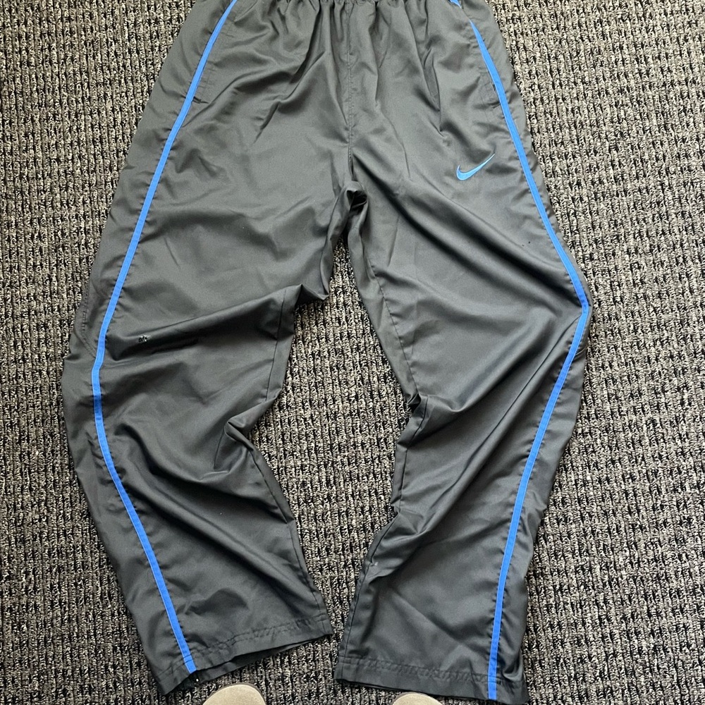 Nike Gray Track Pants with Blue Accents